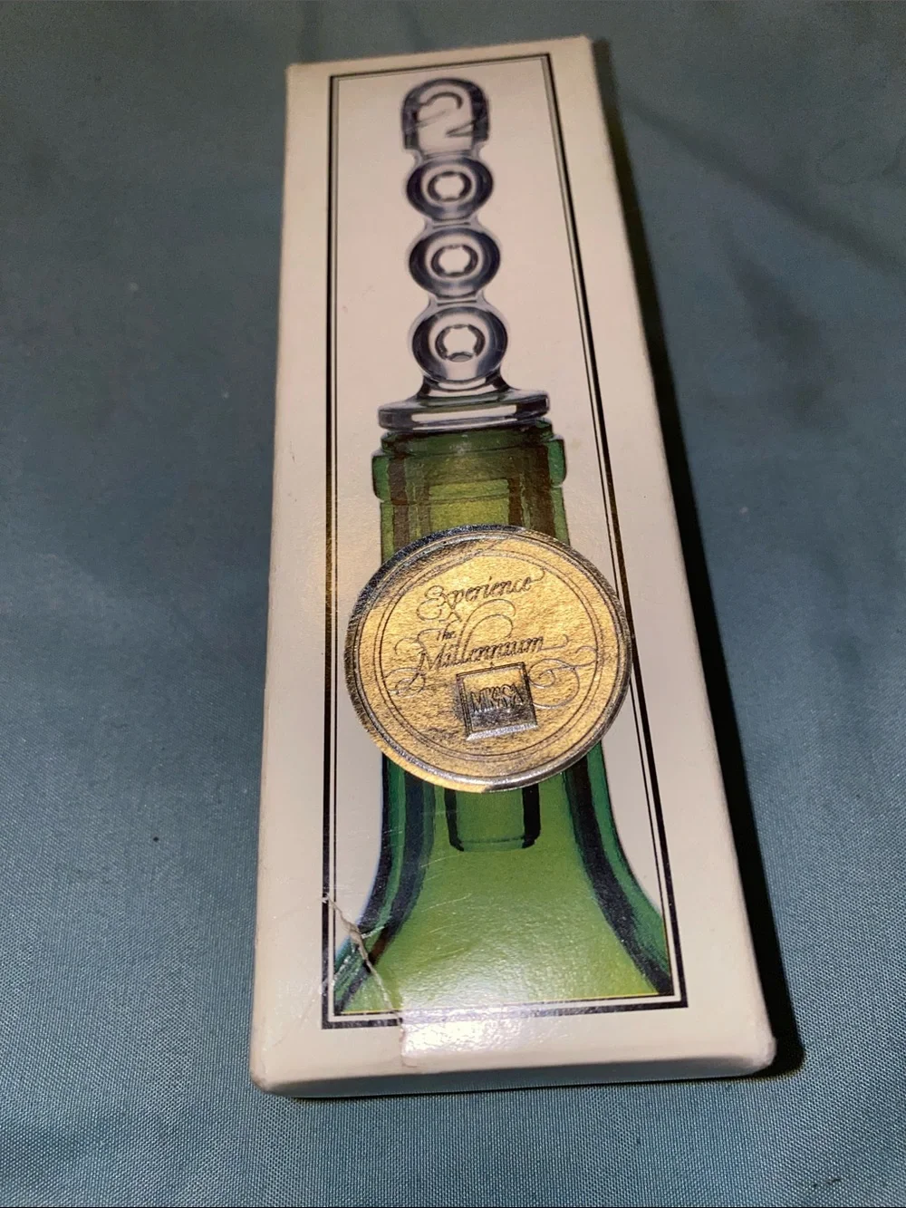 Mikasa Crystal Bubble Wine Stopper - wClear Glass with Blue Accent